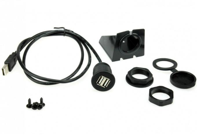 Car Dash Mount Set Two USB Extension Cable Port Boat Motorcycle Car USB Dual