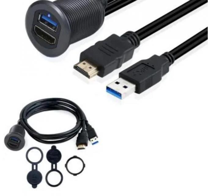 Car Dash Mount Set Two USB Extension Cable Port Boat Motorcycle Car USB Dual