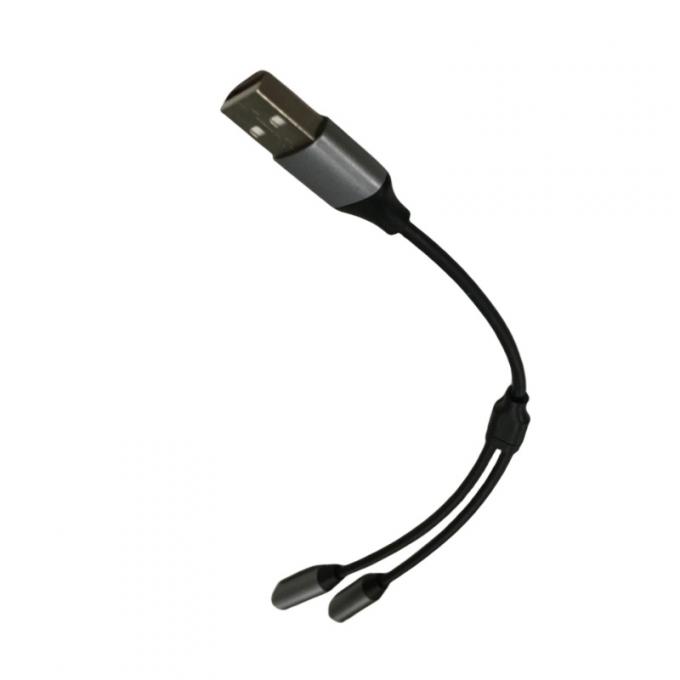 Professional Cable Assembly Factory One USB to Two 3.5 mm Headphone Jack Adapter Y Splitter Charging Cable