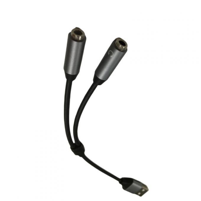Professional Cable Assembly Factory One USB to Two 3.5 mm Headphone Jack Adapter Y Splitter Charging Cable