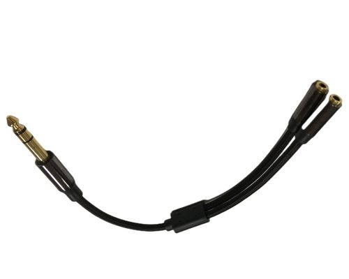 1 / 4 Inch Headphone Splitter Cable Assembly 2 Female To 1 Male Audio Cable