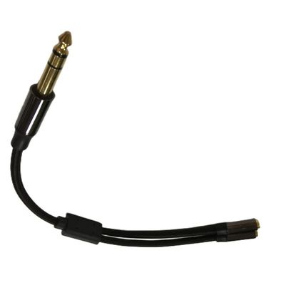1 / 4 Inch Headphone Splitter Cable Assembly 2 Female To 1 Male Audio Cable