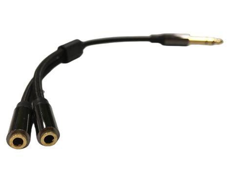 1 / 4 Inch Headphone Splitter Cable Assembly 2 Female To 1 Male Audio Cable