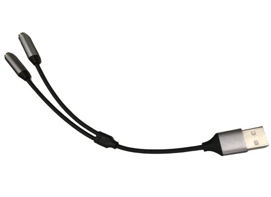 OEM Electronic Wire Harness One USB To Two 3.5mm Headphone Jack Adapter