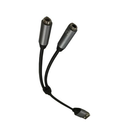 OEM Electronic Wire Harness One USB To Two 3.5mm Headphone Jack Adapter