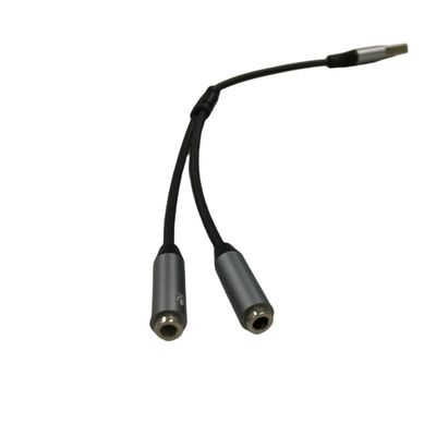 OEM Electronic Wire Harness One USB To Two 3.5mm Headphone Jack Adapter