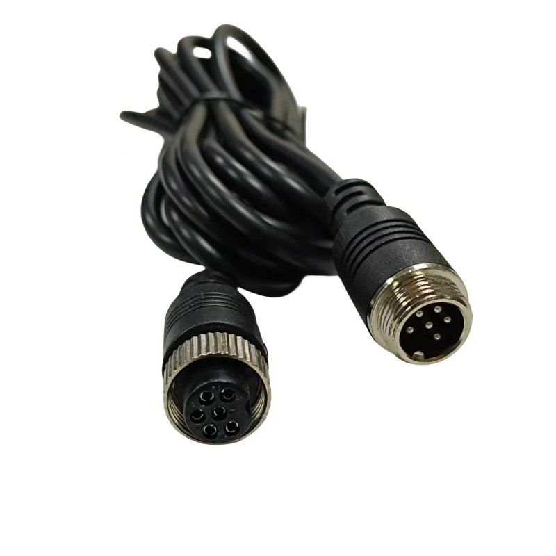 Custom M12 6 Core Male to Female Sensor Wire Harness Video Camera Extension Cable